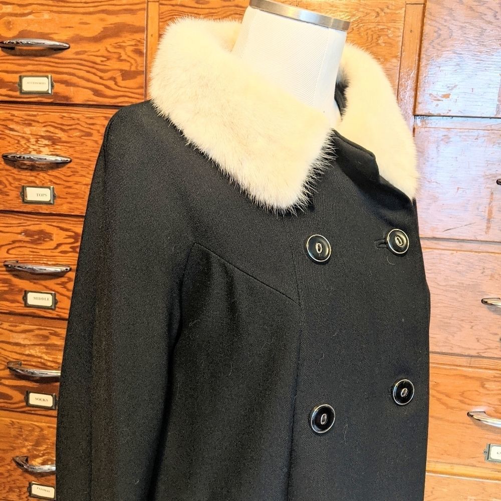 Vintage fur collar black dress jacket